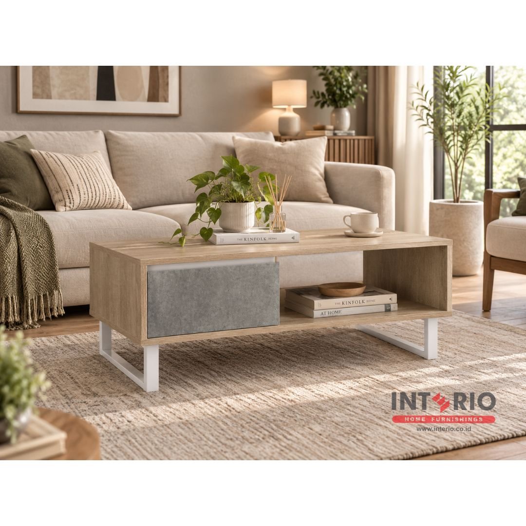Meja Tamu Coffee Table Sonoma Oak White Matt 1087