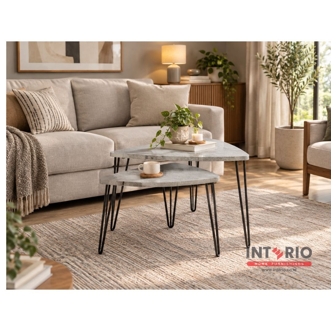 Meja Tamu Set Coffee Table Concrete BlacK Text 6062