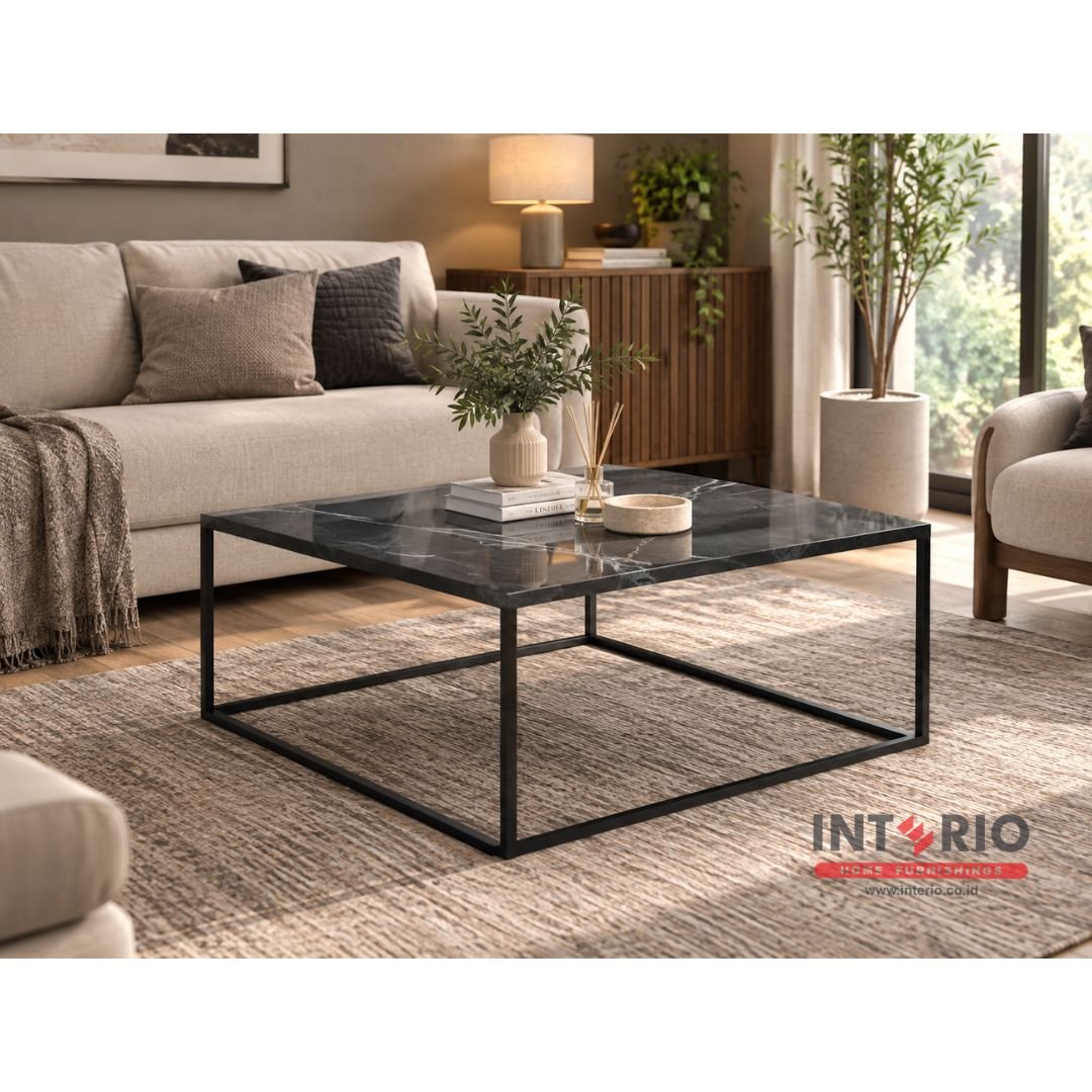 Meja Tamu Coffee Table Large Black Marble  7564